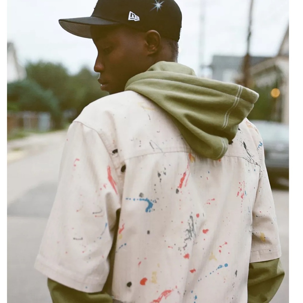 BDG Paint Splatter Short Sleeve Button-Down Shirt